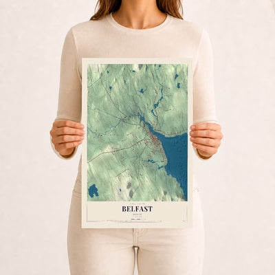 Belfast, Maine map print - 12 x 18 archival matte print