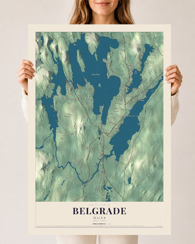 Belgrade, Maine map print - 24 x 36 archival matte print
