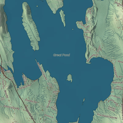 Terrain and local geography detail from the Belgrade, Maine map