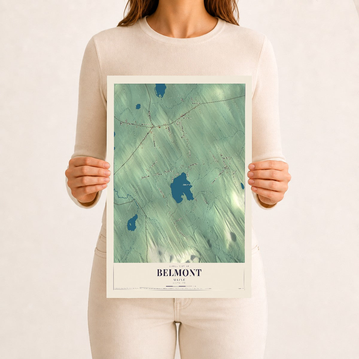 Belmont, Maine map print - 12 x 18 archival matte print