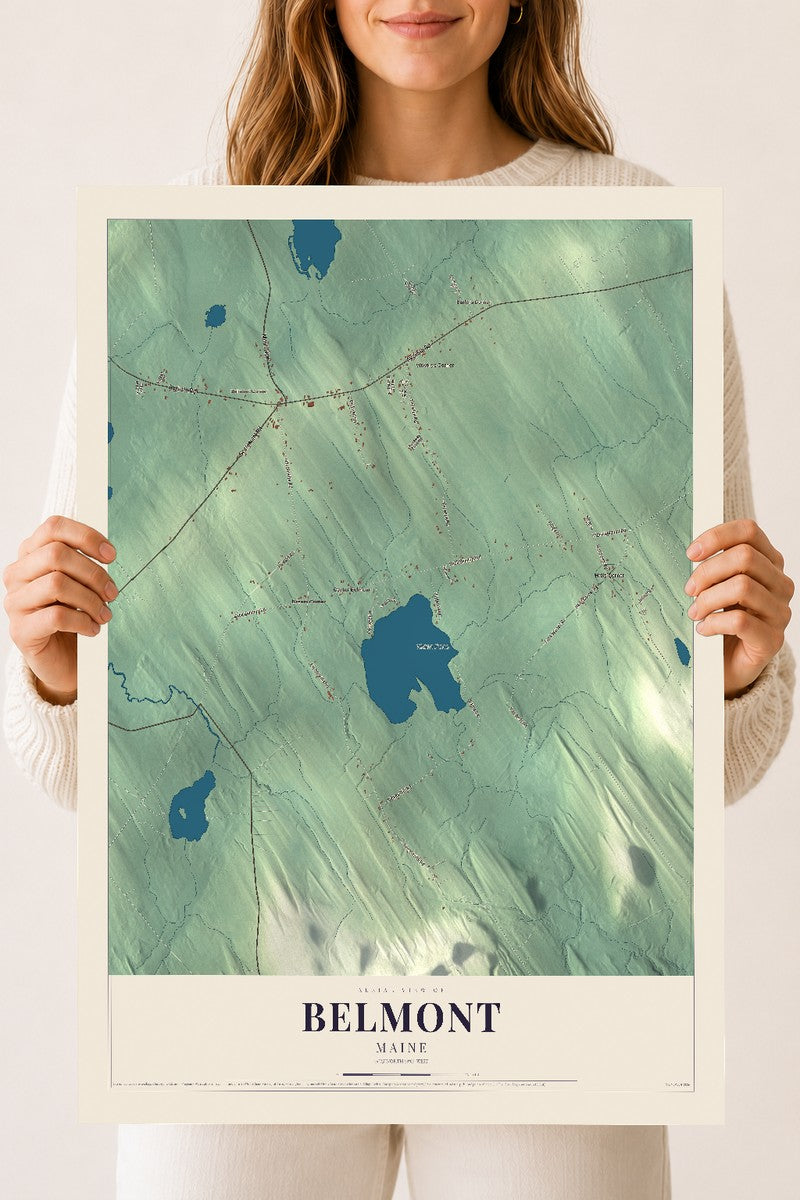 Belmont, Maine map print - 18 x 24 archival matte print