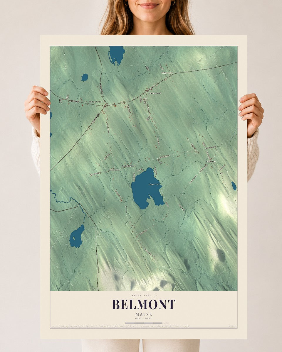 Belmont, Maine map print - 24 x 36 archival matte print