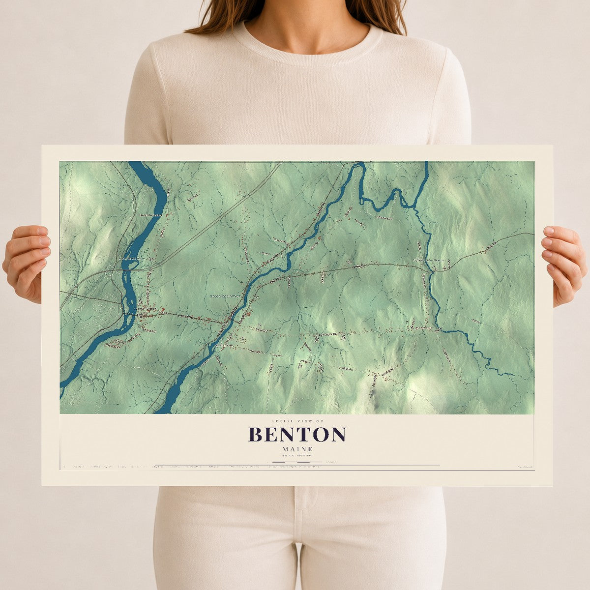 Benton, Maine map print - 12 x 18 archival matte print