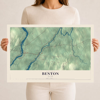 Benton, Maine map print - 12 x 18 archival matte print