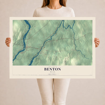 Benton, Maine map print - 24 x 36 archival matte print