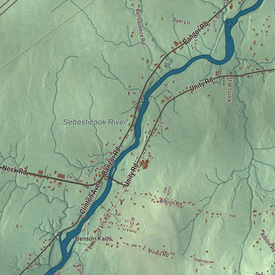 Terrain and local geography detail from the Benton, Maine map