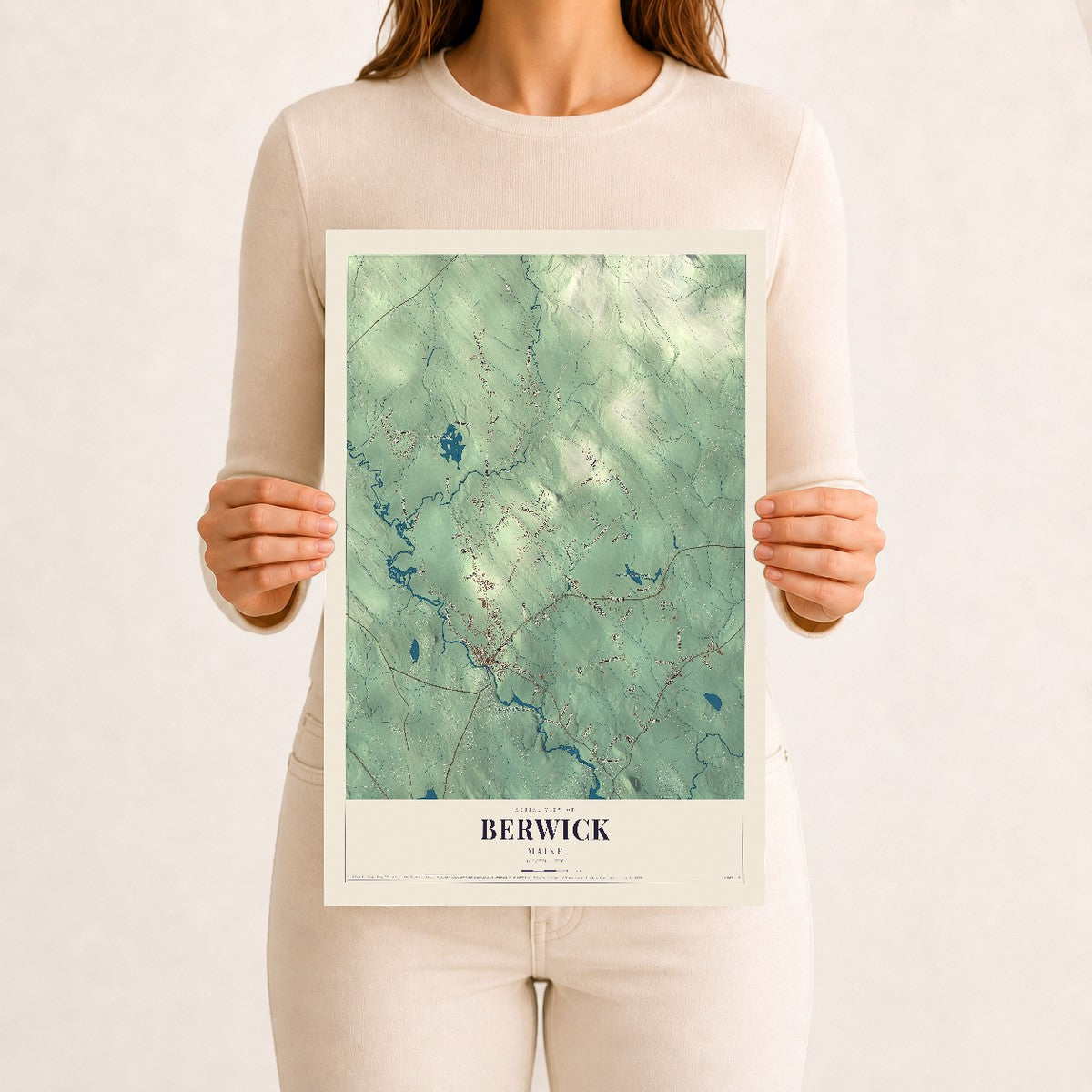 Berwick, Maine map print - 12 x 18 archival matte print