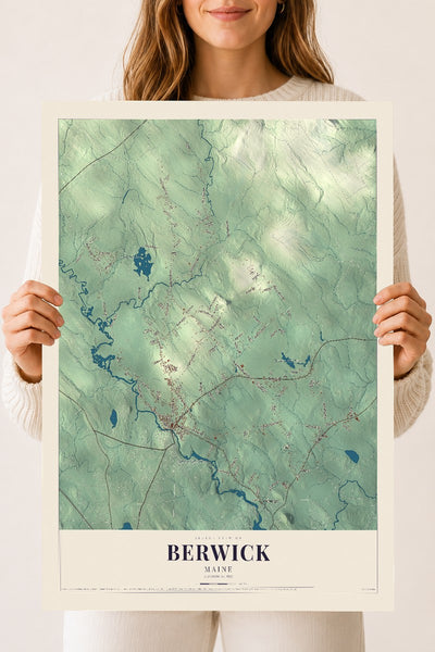 Berwick, Maine map print - 18 x 24 archival matte print