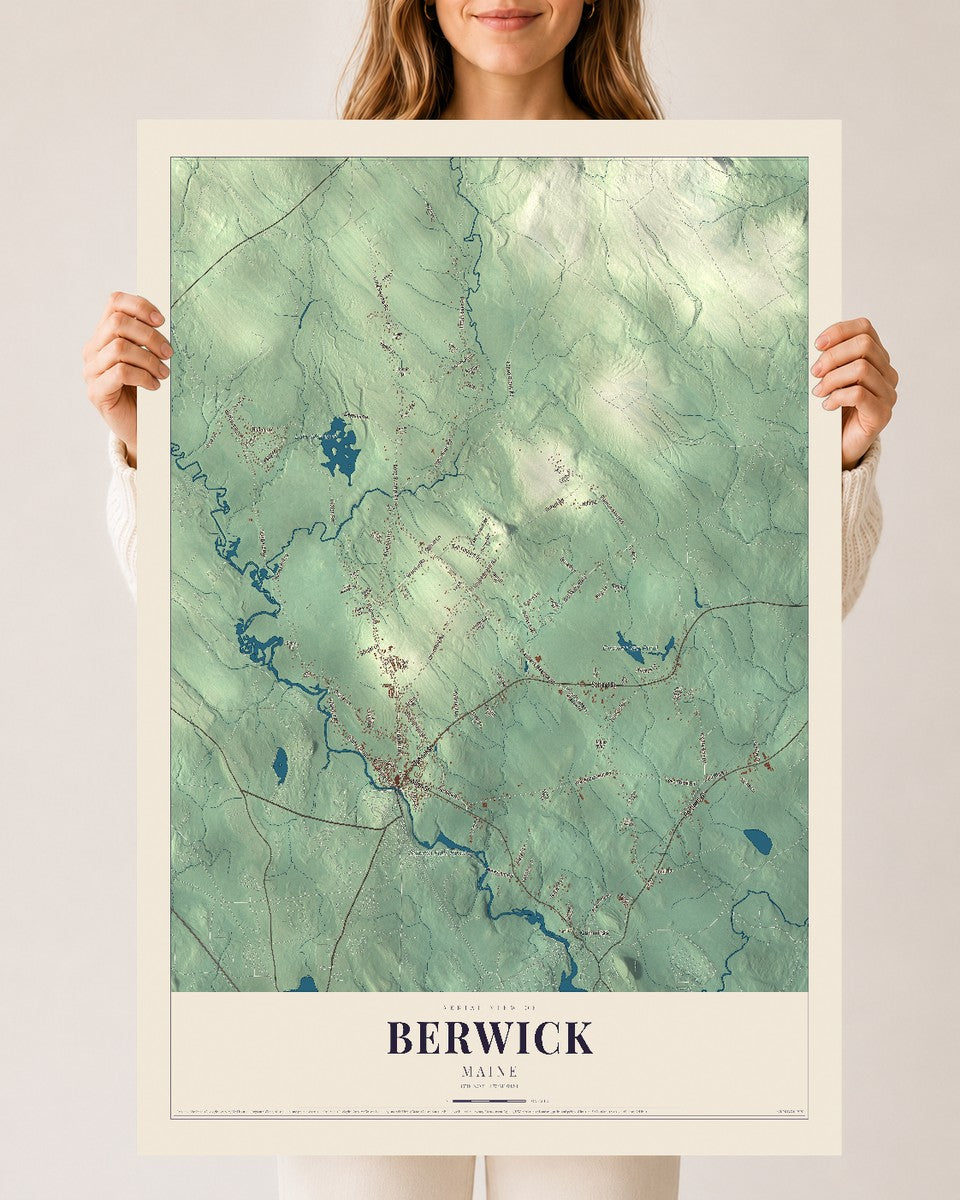 Berwick, Maine map print - 24 x 36 archival matte print