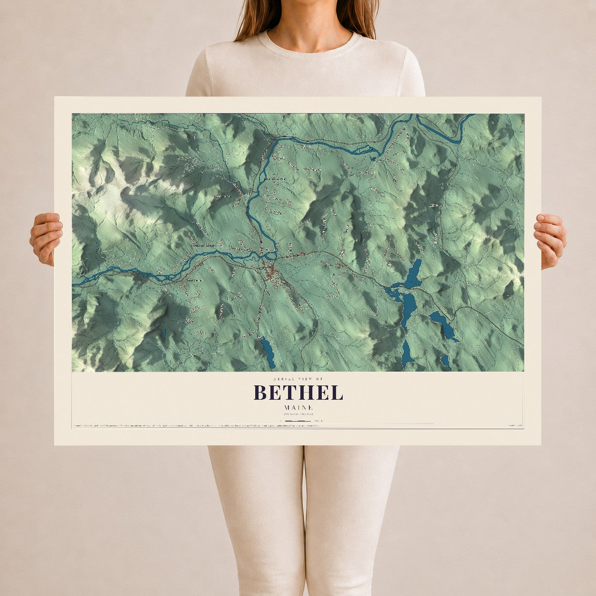 Bethel, Maine map print - 24 x 36 archival matte print