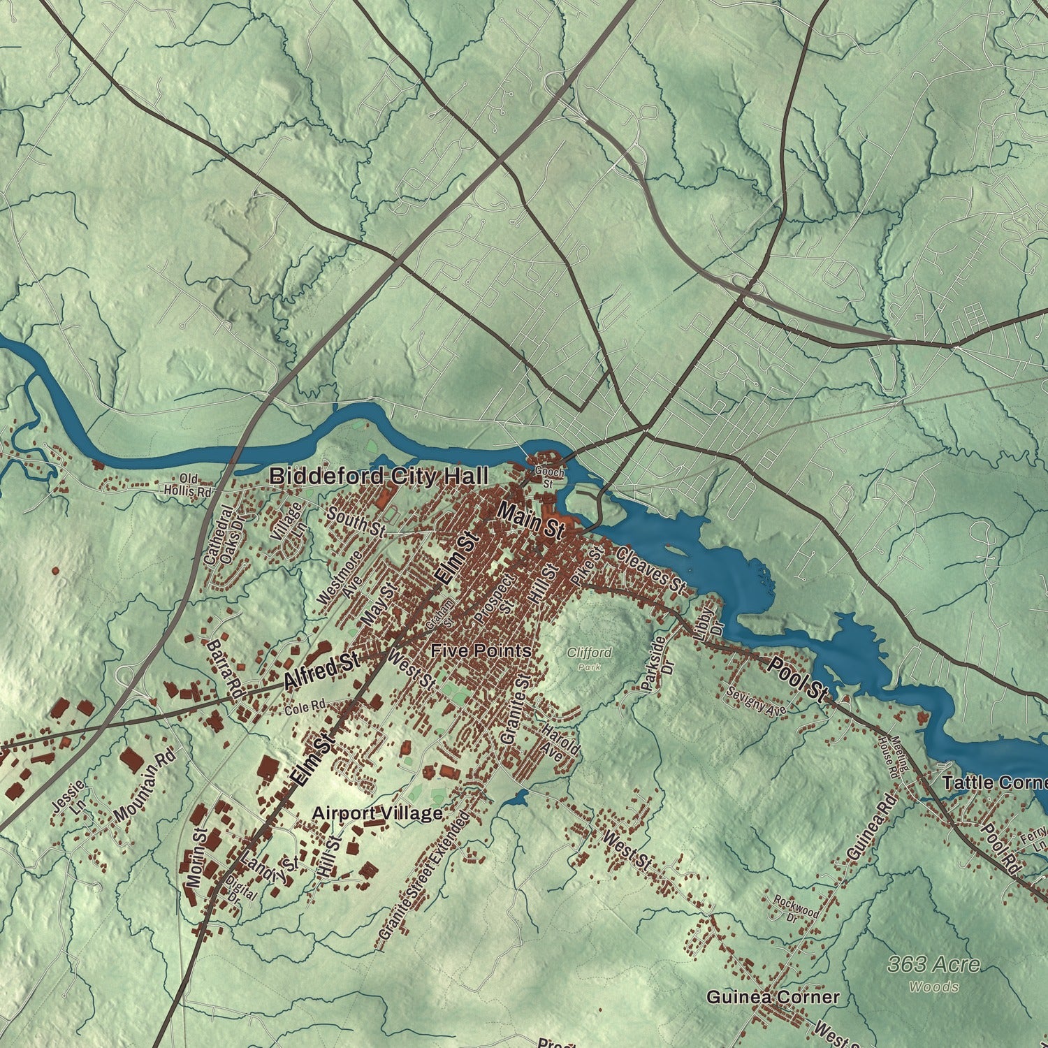 Street and neighborhood detail from the Biddeford, Maine map