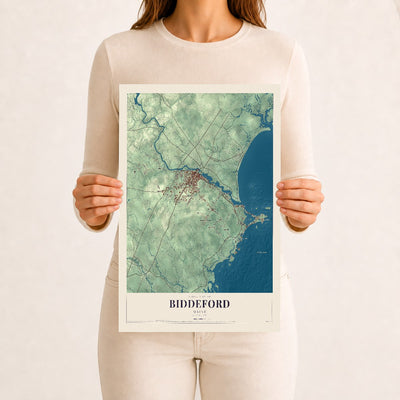 Biddeford, Maine map print - 12 x 18 archival matte print