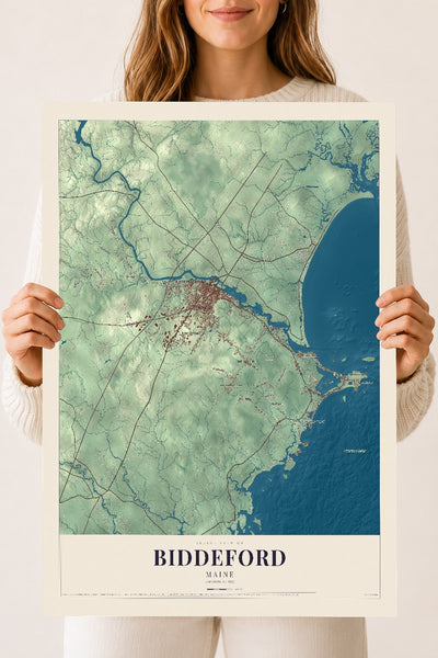 Biddeford, Maine map print - 18 x 24 archival matte print