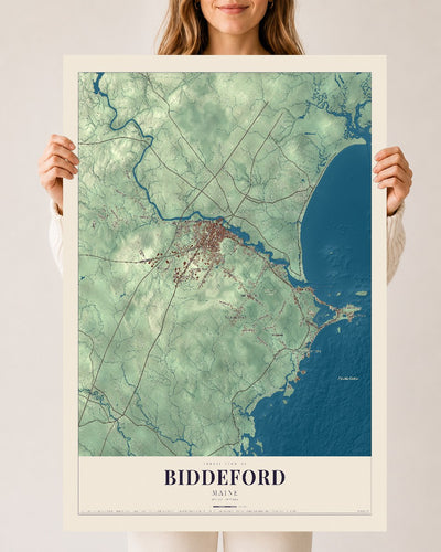 Biddeford, Maine map print - 24 x 36 archival matte print