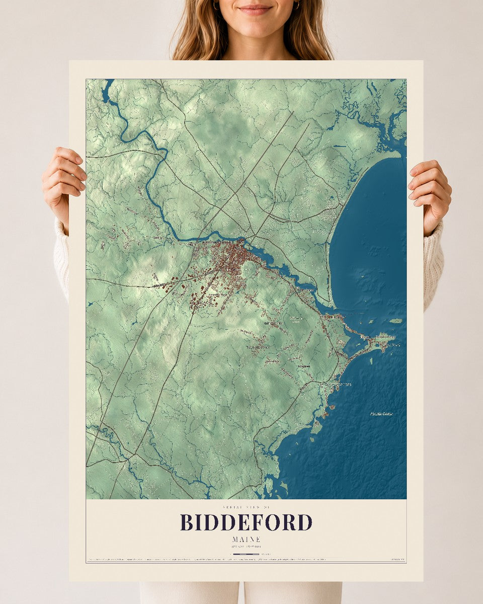 Biddeford, Maine map print - 24 x 36 archival matte print