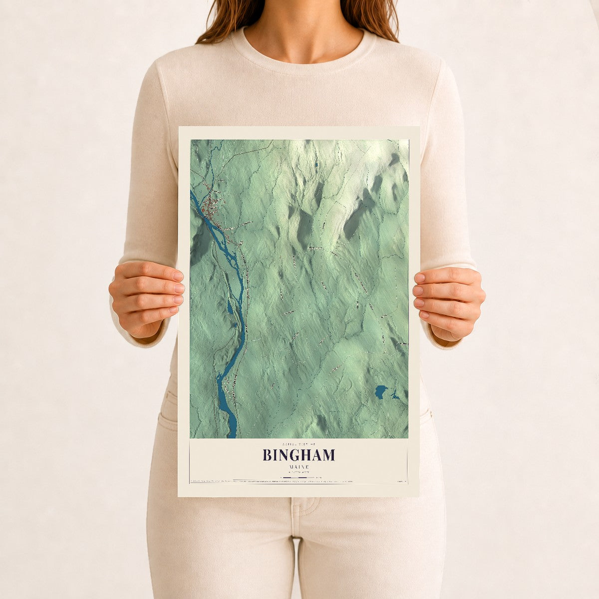 Bingham, Maine map print - 12 x 18 archival matte print