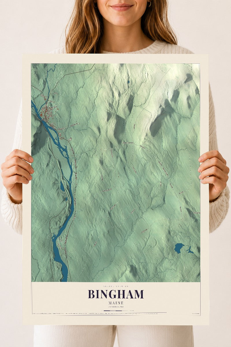 Bingham, Maine map print - 18 x 24 archival matte print