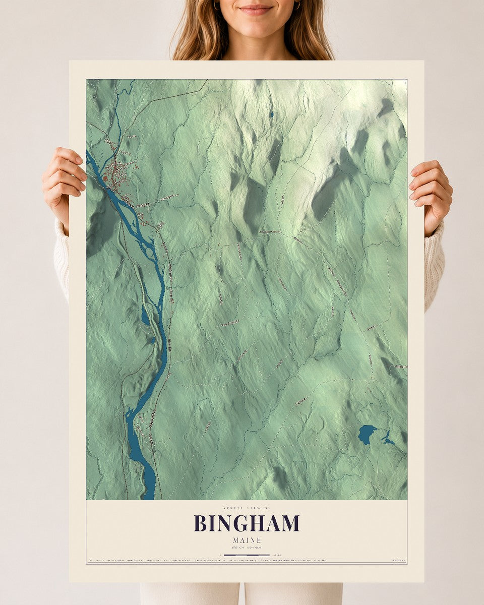 Bingham, Maine map print - 24 x 36 archival matte print