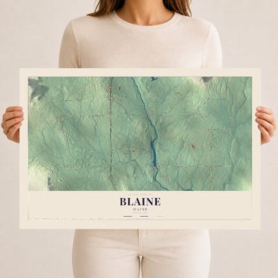 Blaine, Maine map print - 12 x 18 archival matte print