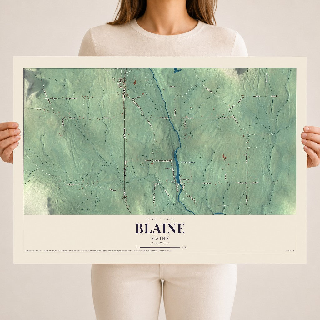 Blaine, Maine map print - 18 x 24 archival matte print