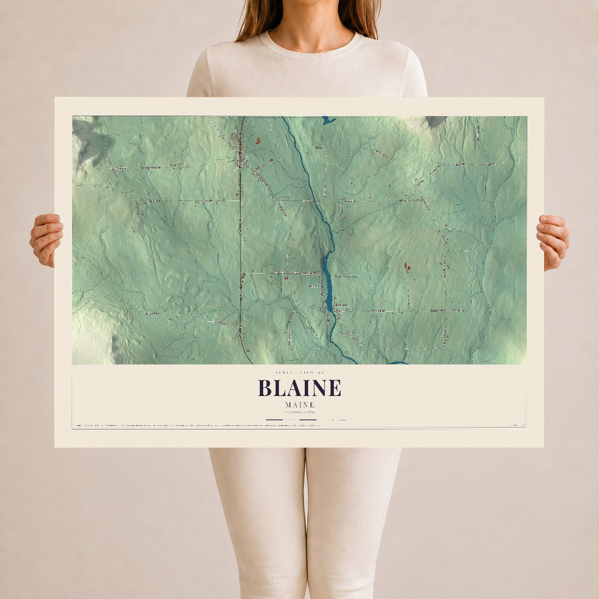 Blaine, Maine map print - 24 x 36 archival matte print
