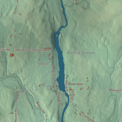 Terrain and local geography detail from the Blaine, Maine map