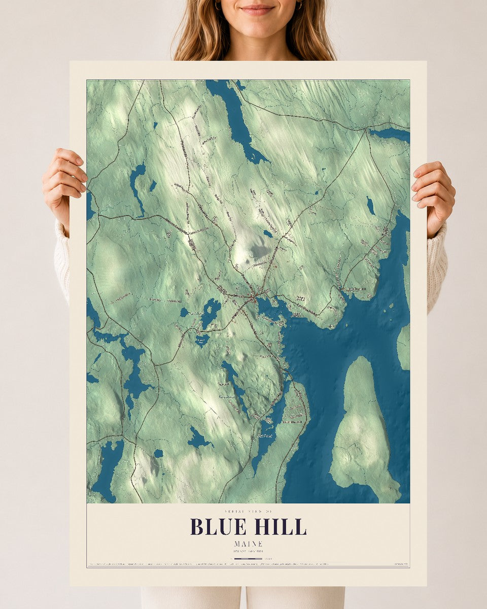 Blue Hill, Maine map print - 24 x 36 archival matte print