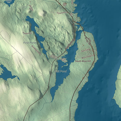 Terrain and local geography detail from the Blue Hill, Maine map