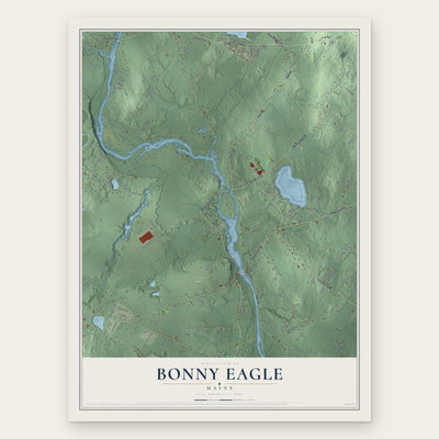 Bonny Eagle, Maine map print, the full design