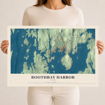 Boothbay Harbor, Maine map print - 12 x 18 archival matte print
