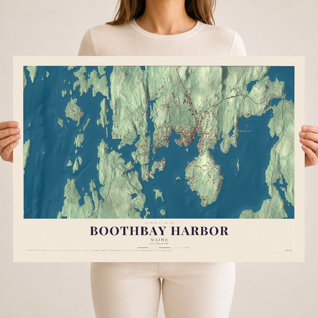 Boothbay Harbor, Maine map print - 18 x 24 archival matte print