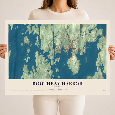 Boothbay Harbor, Maine map print - 18 x 24 archival matte print
