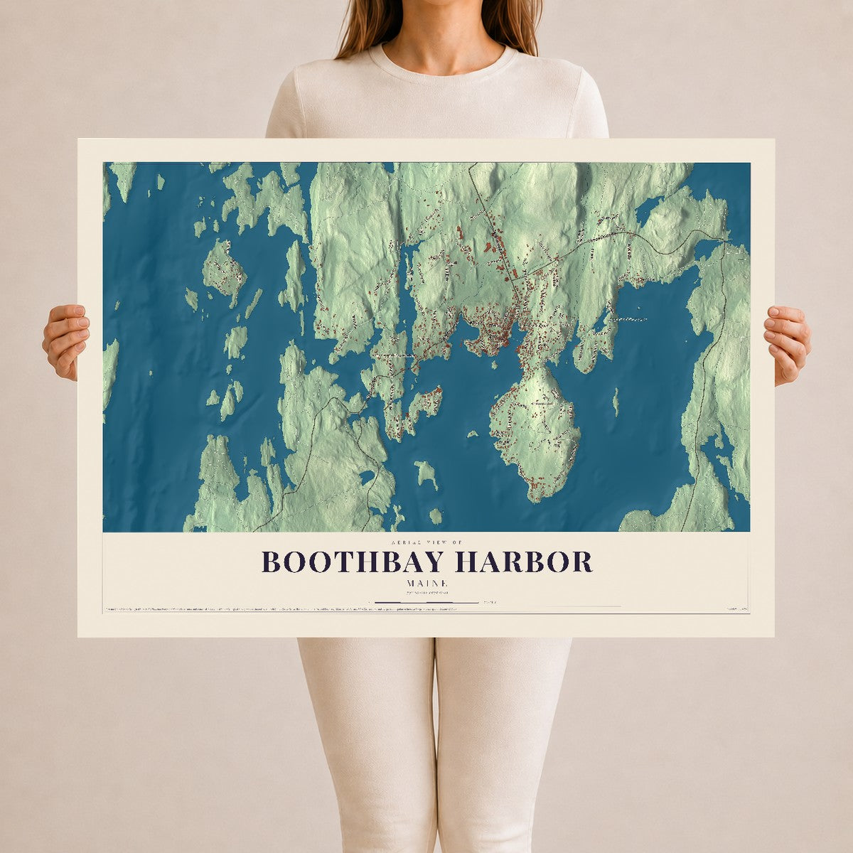 Boothbay Harbor, Maine map print - 24 x 36 archival matte print