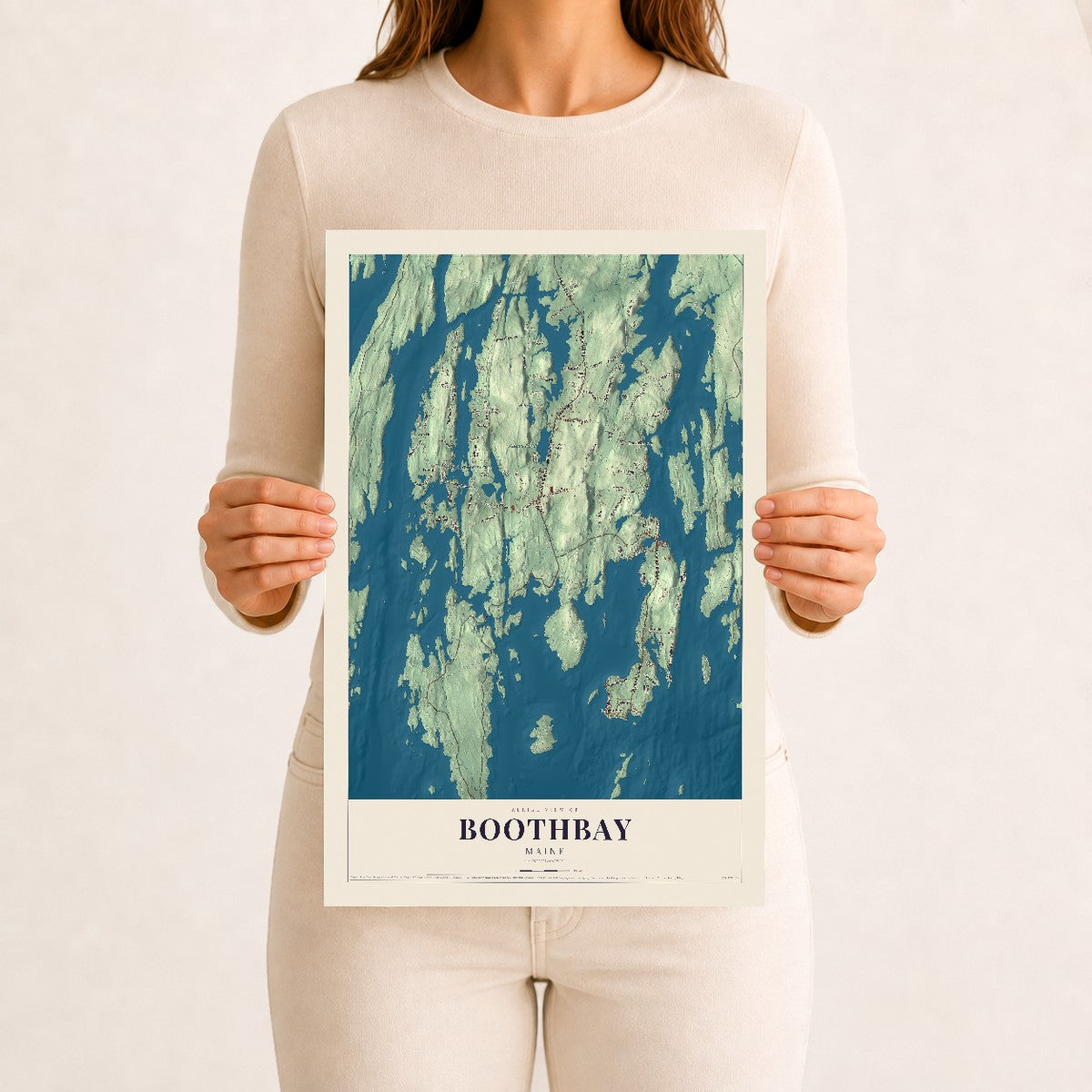 Boothbay, Maine map print - 12 x 18 archival matte print
