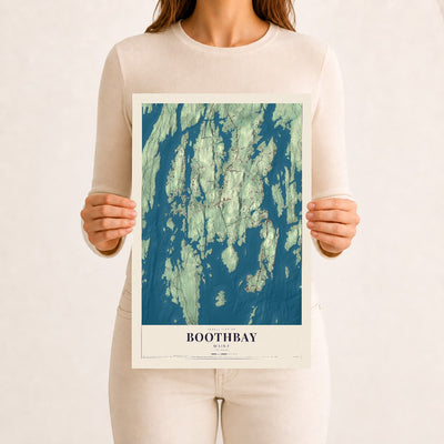 Boothbay, Maine map print - 12 x 18 archival matte print