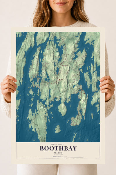 Boothbay, Maine map print - 18 x 24 archival matte print