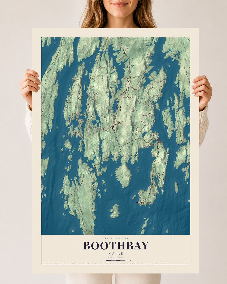 Boothbay, Maine map print - 24 x 36 archival matte print
