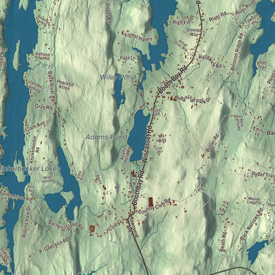 Terrain and local geography detail from the Boothbay, Maine map