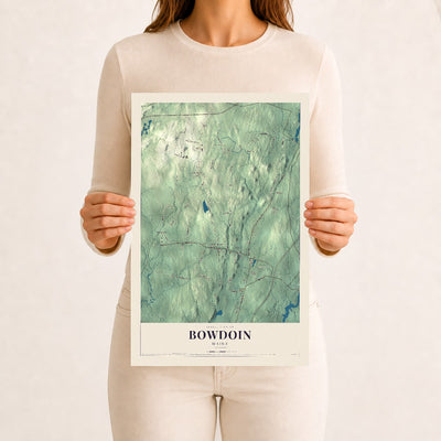 Bowdoin, Maine map print - 12 x 18 archival matte print