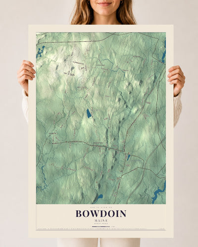 Bowdoin, Maine map print - 24 x 36 archival matte print