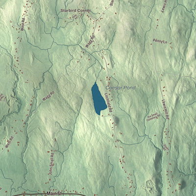 Terrain and local geography detail from the Bowdoin, Maine map