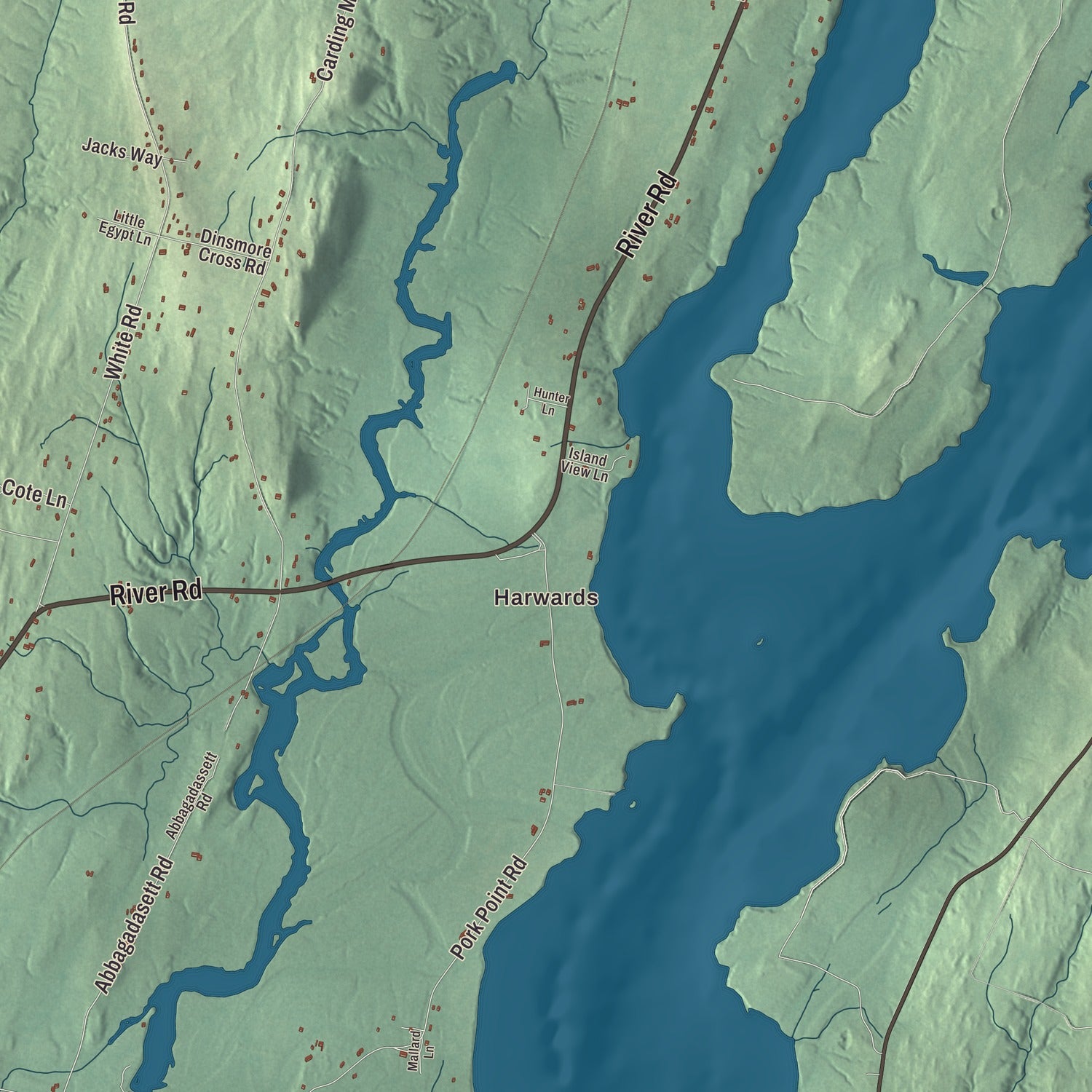 Street and neighborhood detail from the Bowdoinham, Maine map