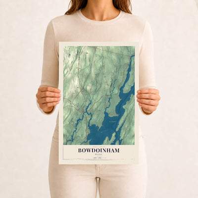 Bowdoinham, Maine map print - 12 x 18 archival matte print