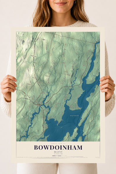 Bowdoinham, Maine map print - 18 x 24 archival matte print