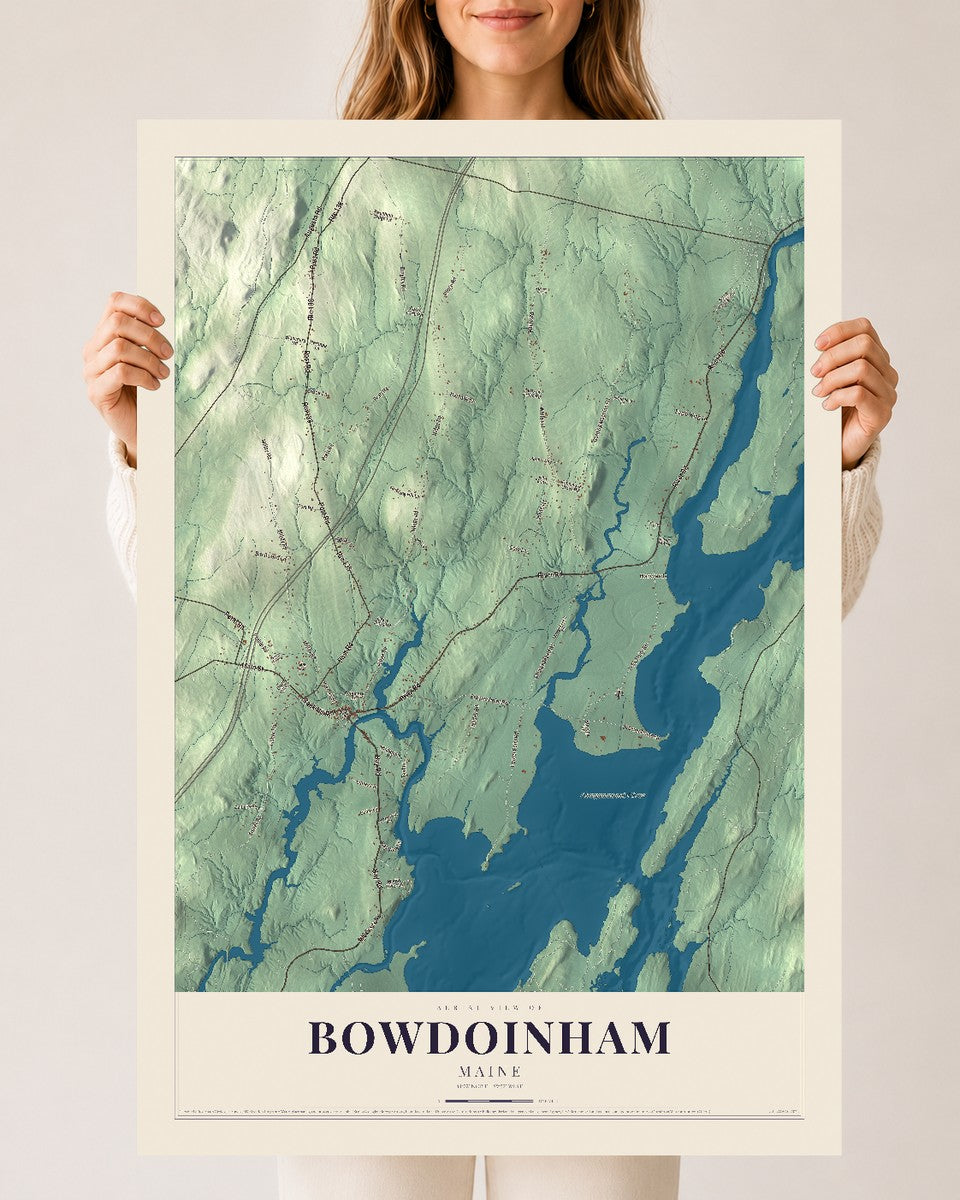Bowdoinham, Maine map print - 24 x 36 archival matte print