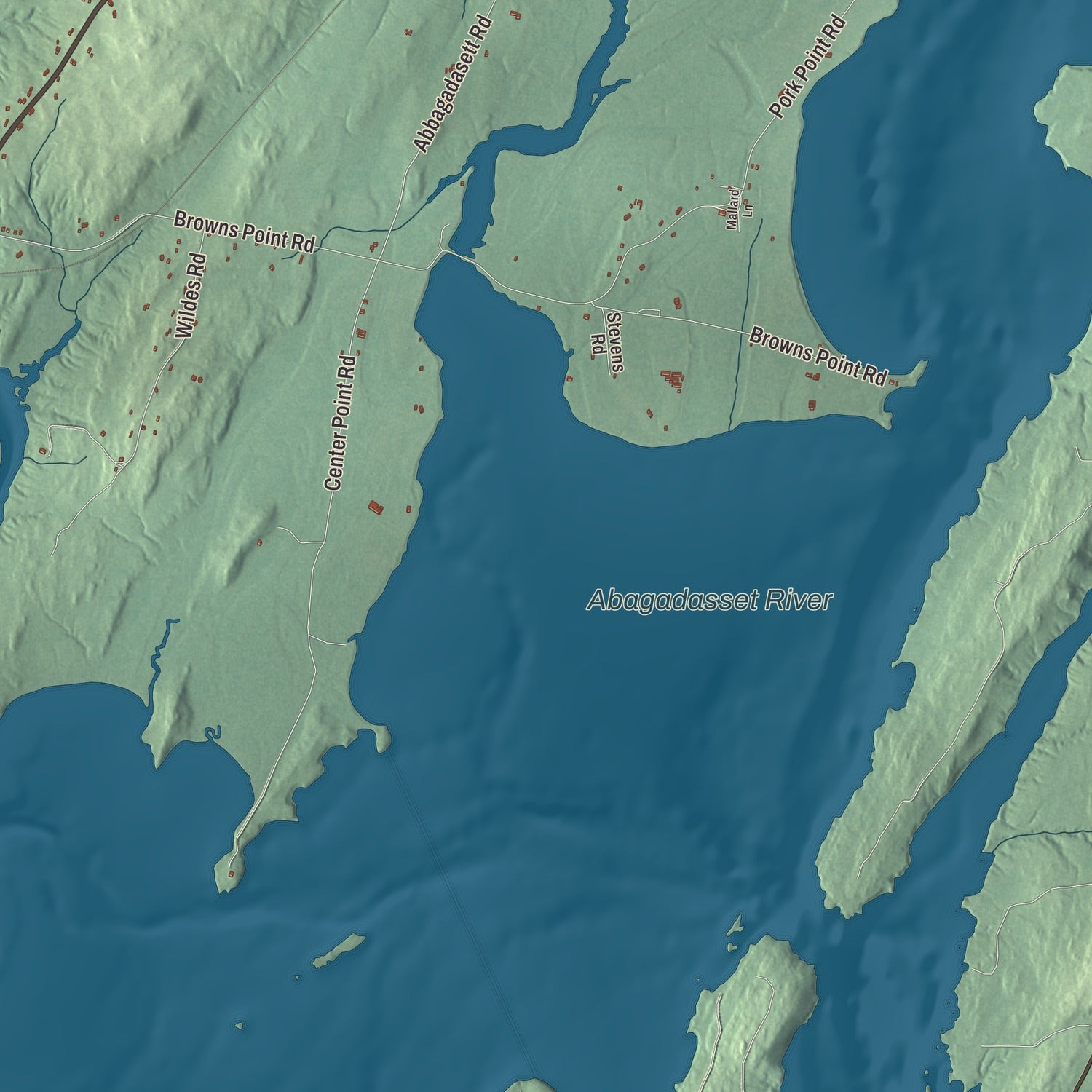 Terrain and local geography detail from the Bowdoinham, Maine map
