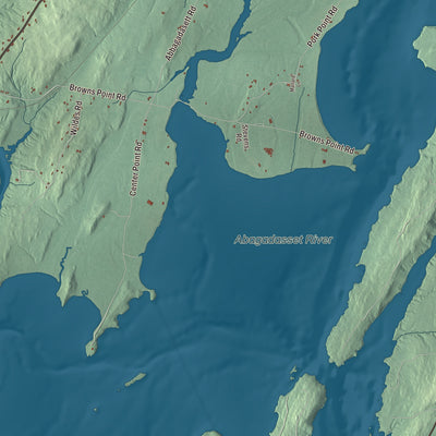 Terrain and local geography detail from the Bowdoinham, Maine map