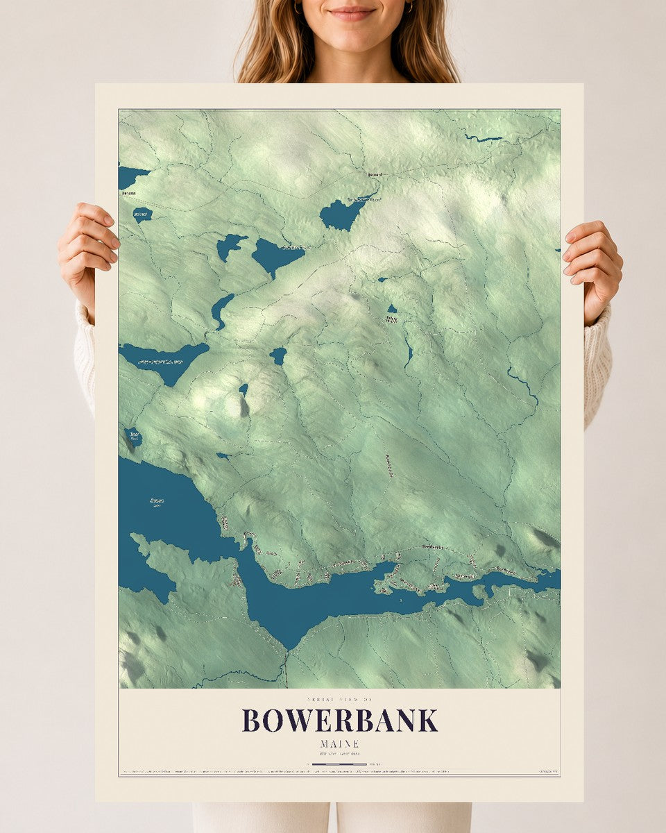 Bowerbank, Maine map print - 24 x 36 archival matte print