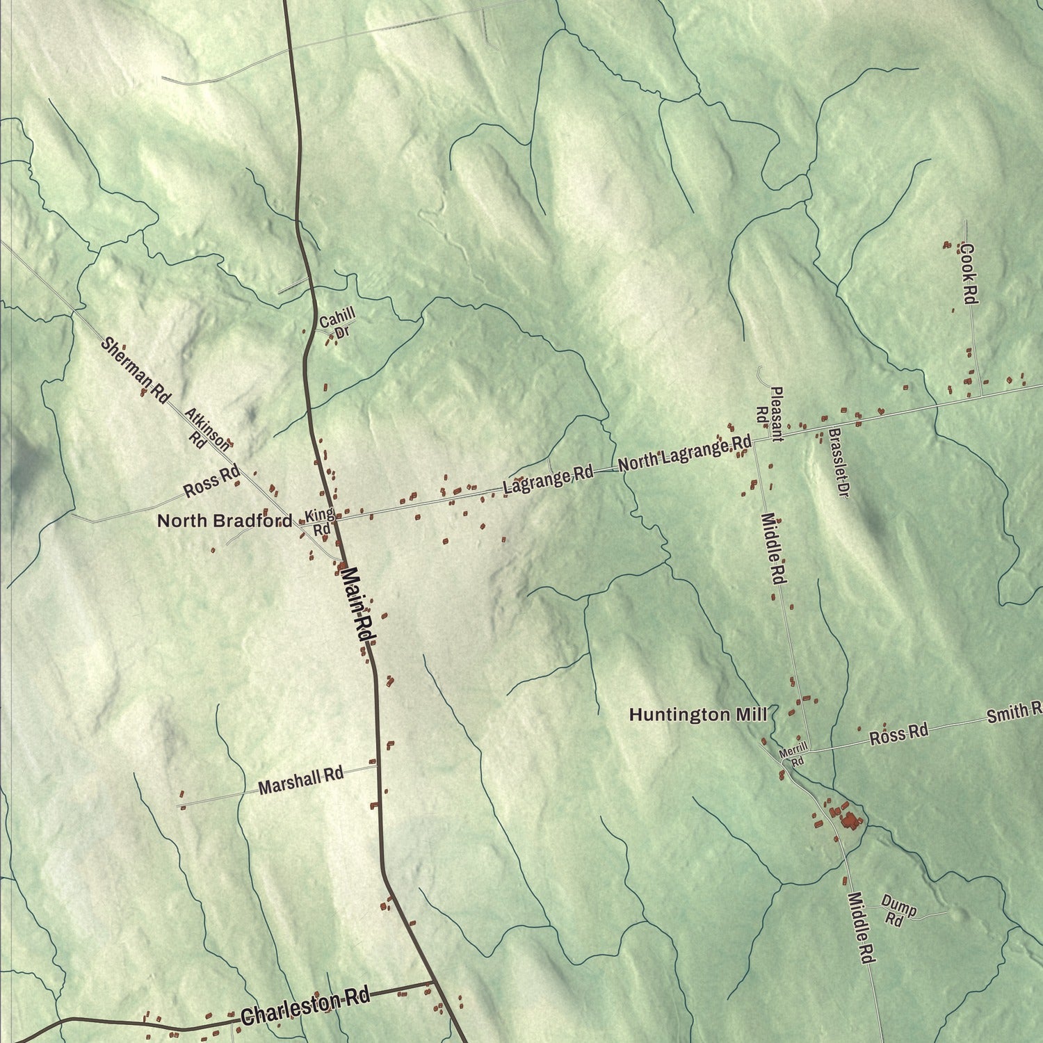 Street and neighborhood detail from the Bradford, Maine map