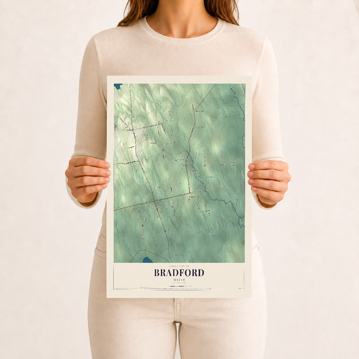Bradford, Maine map print - 12 x 18 archival matte print